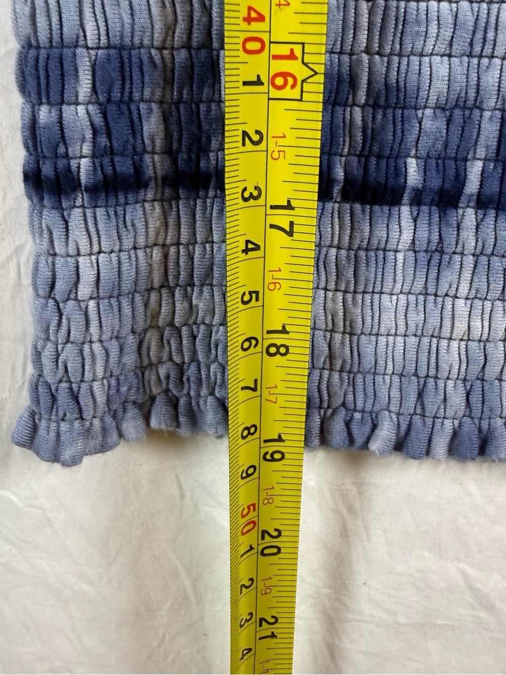 VENUS Blue Tie Dye Smocked Off Shoulder Top Small Boho Long Sleeve - Picture 5 of 7